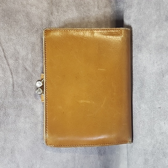 Celine Gold Doorknocker Mustard Yellow Kisslock Compact Snap Wallet - Picture 3 of 10